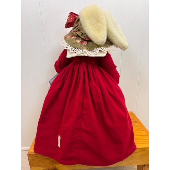 Bunnies By The Bay Plush Bunny Rabbit Doll Red Dress w/ Stand Holiday Decor 19\" Bunnies By The Bay Plush Bunny Rabbit Doll Red Dress w/ Stand Holiday Decor 19\"